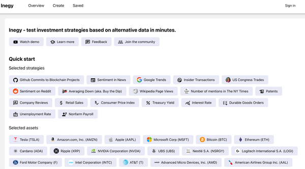 Test investment strategies based on alternative data